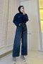 Premium Barrel-Cut Beltless Jeans - Dark Blue - 6