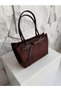 Women's Belt Detail Belgrade Suede Baguette Shoulder Bag, Brown - 2