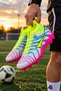 White / Neon Yellow Soccer Cleats for Artificial Turf and Studs