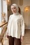 Beaded, Embellished, Glittery Tunic Sweater 650006 Beige