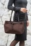 Women's Belt Detail Belgrade Suede Baguette Shoulder Bag, Brown - 4