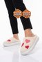 AkınAlbella White-Pink Woolen, Heat-Retaining, Patterned, Lightweight, Comfortable Women's House Slippers E451.Z.0061 - 3