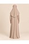 Girls' Jersey Prayer Dress with Built-in Headscarf, 9–10–11 Years, 110 cm, taupe color - 4