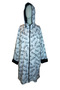 Women's White and Black Sunglasses-Print Hooded Oversized Long Raincoat / Parka with Black Lining