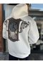 White Back-Printed Hooded Sweatshirt with Clock Design SW-5254 - 4