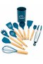 12-Piece Silicone Kitchen Set: Heat-Resistant Spatula, Spoon, Tongs, and Other Kitchen Utensils with Wooden Handles - 2