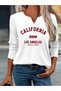 Printed Cotton-Stretch Fabric Half-V-Neck Long-Sleeve Blouse