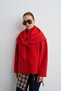 Short-Sleeved Melton Blazer, Red