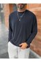 Navy Blue Washed Modal Fabric Sweatshirt MRK-2863 - 2