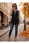 Women's long sleeve v-neck buttoned viscose blouse - 3