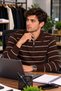 Men’s Polo Collar Zipper Knit Sweater – Long-Sleeve Winter Casual Sweater – White, Black, Burgundy, Brown - 3