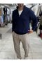 Navy Blue Half-Zip Knit Sweatshirt MRK-1902 - 6