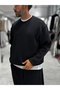 Black Knit Basic Sweatshirt HM- - 2