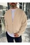 Beige Basic Knit Cardigan with Zipper PM-017