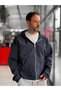 Navy Blue Waffle-Knit Hooded Sweatshirt with Zipper HM-0012 - 3