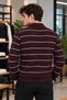 Men’s Polo Collar Zipper Knit Sweater – Long-Sleeve Winter Casual Sweater – White, Black, Burgundy, Brown - 5
