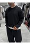 Black Knit Basic Sweatshirt HM-