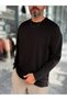 Black Oversized Sweatshirt with Crew Neck MRK-0595