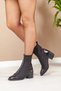 Women's Front Zippered Stretch Boots with Heels - 4