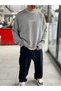Gray Surface-Printed Oversized Knit Sweatshirt PM-019 - 4