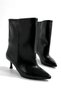 Magnifica Black Leather Extra-Loose Fit Women's Mini-Heel Boots - 4