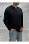 Black Buttoned, Corded Fabric, Slim-Fit Sweatshirt MRK-2872 - 4