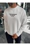 White "Always" Printed Waffle Sweatshirt PM-203