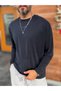 Navy Blue Washed Modal Fabric Sweatshirt MRK-2863 - 3