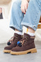 Women's Genuine Leather Casual Boots with Pom-Pom Details - 2