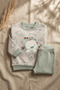 Baby Teddy Bear Embroidered 100% Cotton Sweatshirt and Pants Set - Green - 6