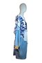 Women's Oversized Denim Jacket / Parka with Paneled Blue Jeans, Typographic Print, and Tasseled Zipper - 3