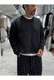 Black Knit Basic Sweatshirt HM- - 4
