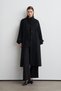 Long, Mock Neck Cashmere Melton Coat, Black