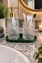 3-Piece || ASEL Bathroom Set: Liquid Soap Dispenser and Toothbrush Holder || CLEAR || GREEN BASE || Decorative Bathroom Accessory, Bathroom Organizer, Home & Hotel, Premium Glass Bathroom Organizer, Glass Home Decor, Luxury Bathroom - 3
