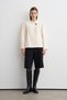 Short-Sleeved Melton Blazer, Ecru - 2