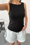 Women's Sleeveless Bodysuit with Crew Neck and Zip Detail, Black - 5057 - 2