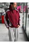 HM Hooded Sweatshirt with Burgundy Striped Detail - 7