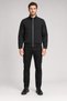Men's stand-up collar zippered bomber jacket with pockets and elastic details.