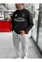 Siyah Nothing Baskılı Yıkamalı Sweatshirt HM - 6