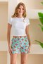 Women's Patterned Shorts with Elastic Waistband, Light Blue - 2027 - 4