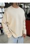 Hanorac basic oversize, de culoare bej, model ES-182 - 4