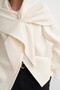 Short-Sleeved Melton Blazer, Ecru - 4