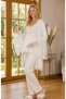 New Season Ecru Luxury Lace-With Sleeve Detail, Easy-Breastfeeding Design, Long-Sleeved Postpartum and Maternity Robe and Pajama Set - 6