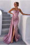 Women's slit long satin dress - 2
