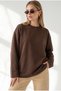 Women's Brown Crew-Neck Sweatshirt with Spanish Sleeves SWT-19000827 - 3