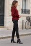 Women's Long-Sleeved Patterned Modal Blouse with a Boat Neck - New Season: Modern Elegance and Unique Chic - 3