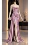 Women's slit long satin dress - 3