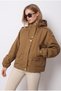 Women's Camel Hooded Short Trench Coat with Ruffle Detail TRC-00000018 - 6
