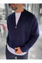 Navy Blue Basic Zipper-Front Knit Cardigan PM-017 - 3