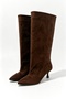 Bonitta Bitter Coffee Suede Loose Fit Women's Mini-Heel Boots - 8